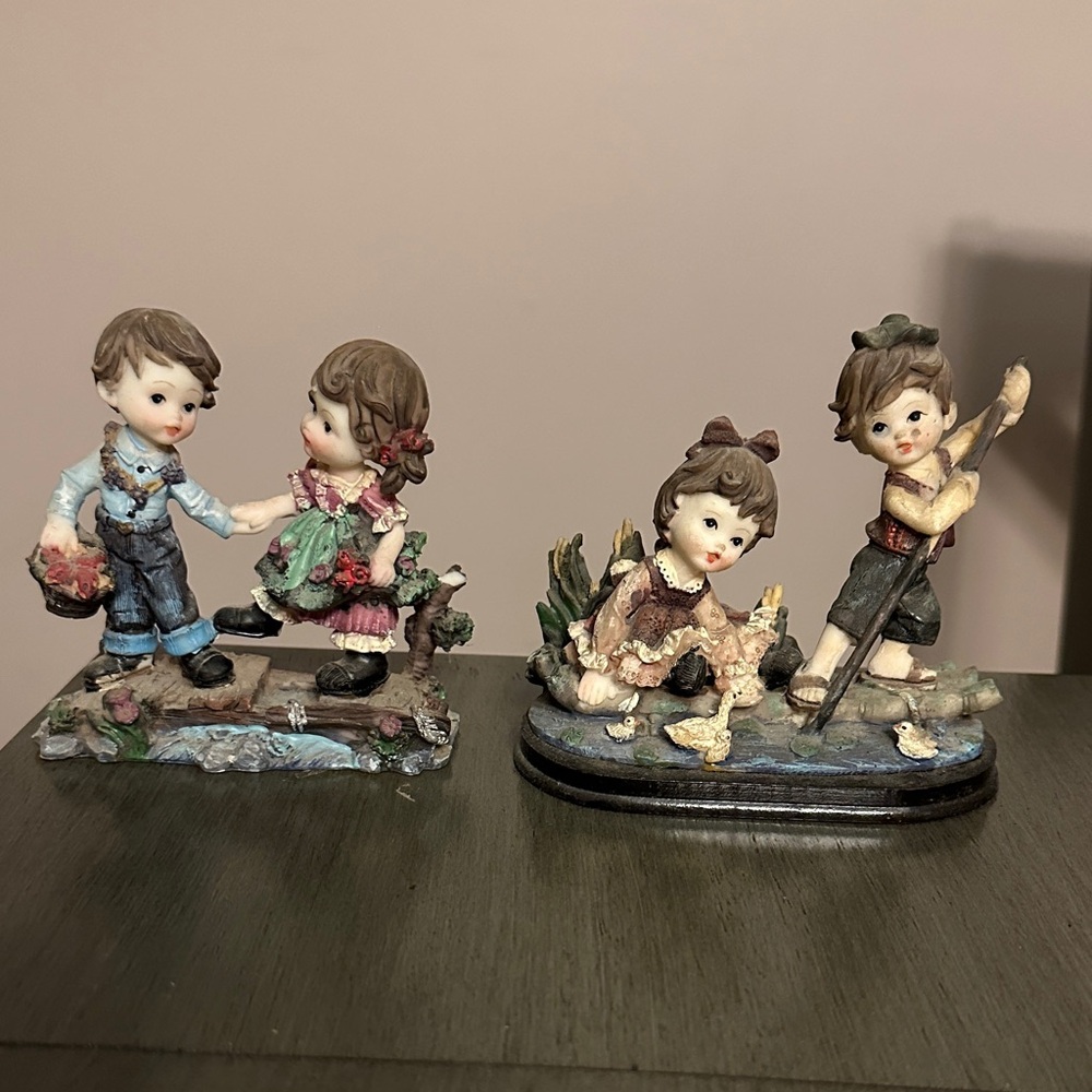 Collectible Porcelain Charming Figurine Set of Children